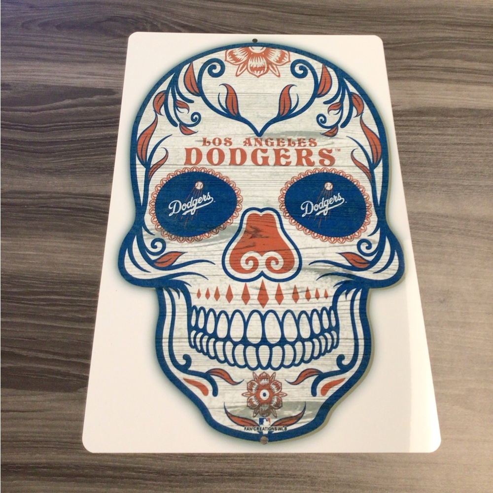 Los Angeles Dodgers Skull Day of the Dead metal tin sign